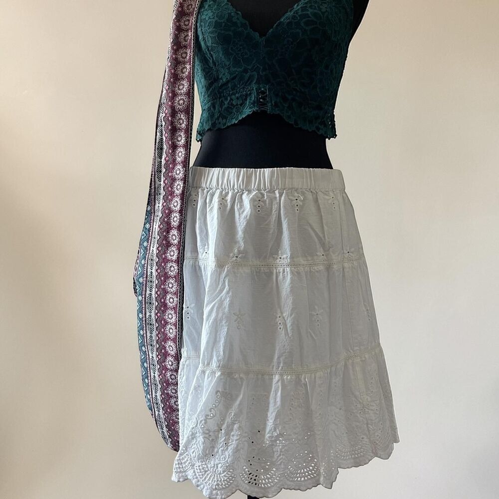 Jennifer & Grace White Eyelet Cotton Midi Skirt Women’s L Cottagecore Boho - Picture 9 of 9